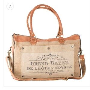 Elegant Tan and Cream Tote Bag